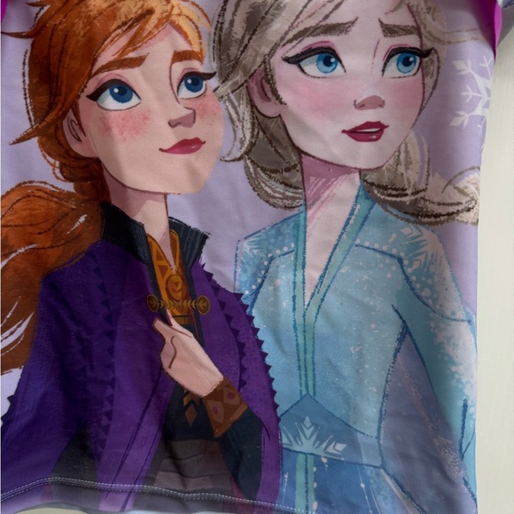 NWOT 3T Girls Disney Frozen Purple and Blue Short Sleeve Rashguard Bathingsuit - Picture 2 of 5